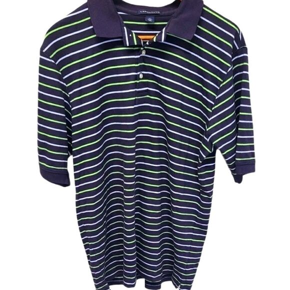 Land's End Men's Casual Stripped Polo Shirt Size M - Picture 2 of 5